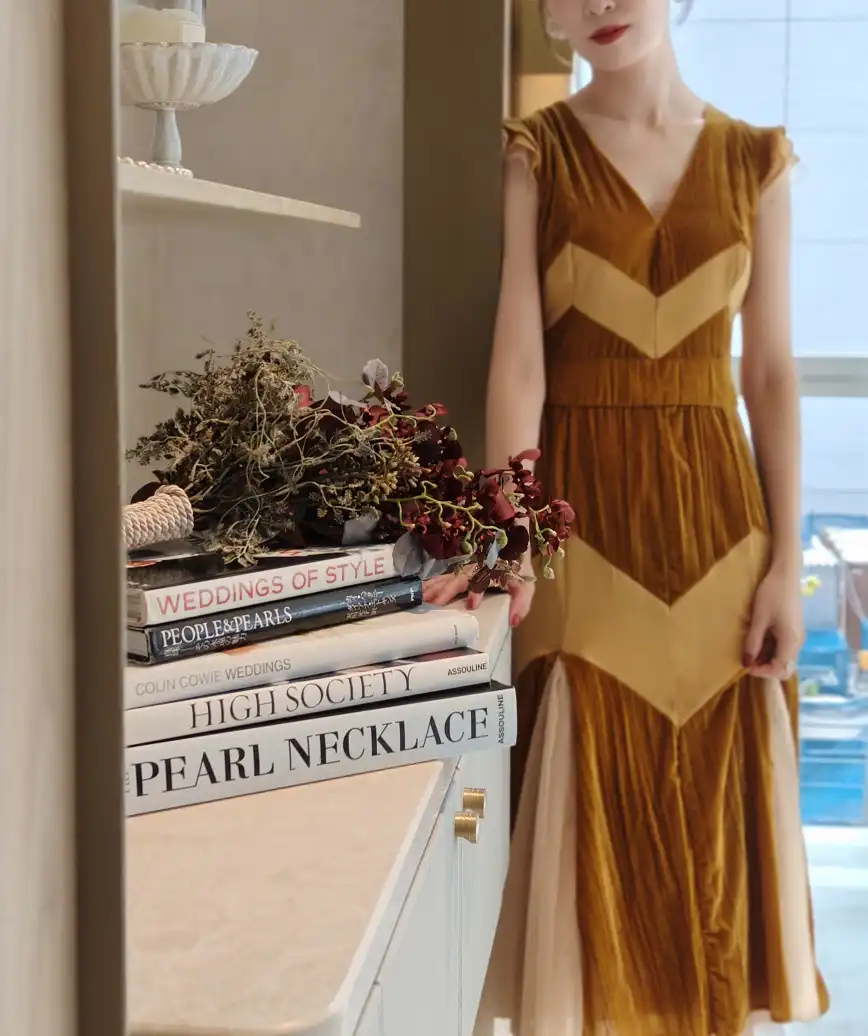 OGベロアチュールドレス-イエロー-Sサイズ