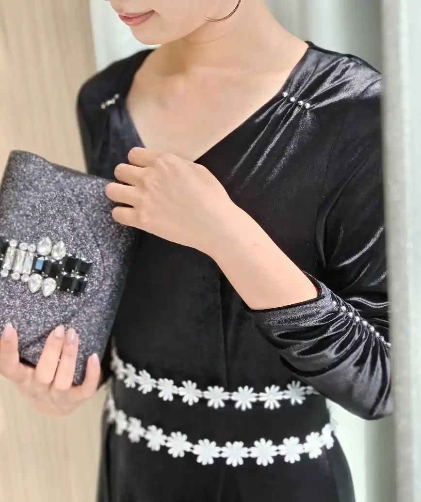 25ss 未使用 グレース コンチネンタル シャーリング ベア ドレス ブラック シャーリングベアドレス / GRACE CONTINENTAL | GRACE CONTINENTAL