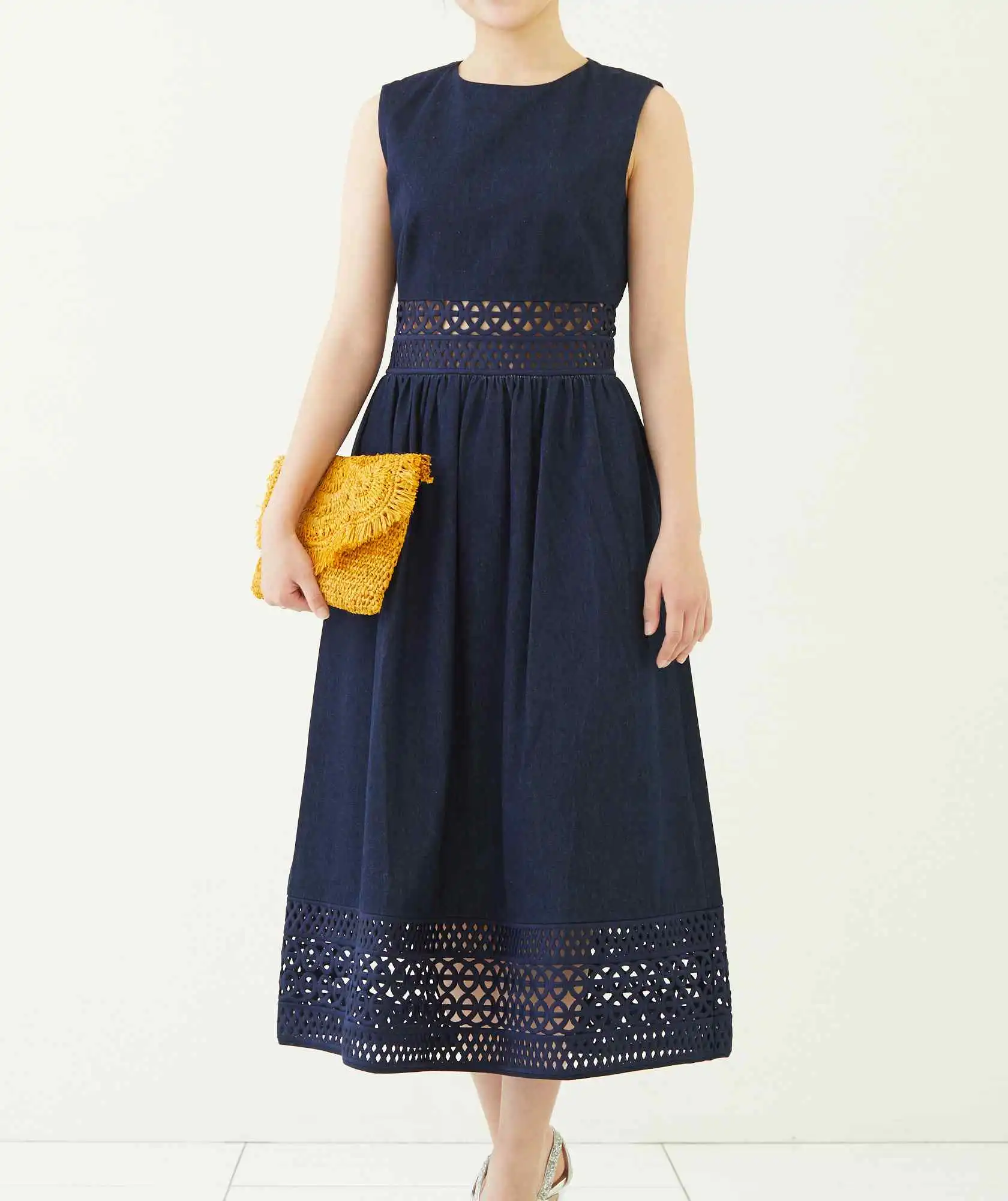 TED BAKER レース 2トーン タイト ドレス Vネック ノースリーブ