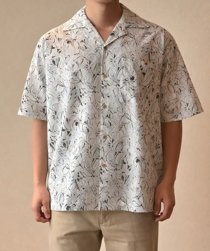 OGかりゆしナチュラルデザインシャツ-ホワイト-S