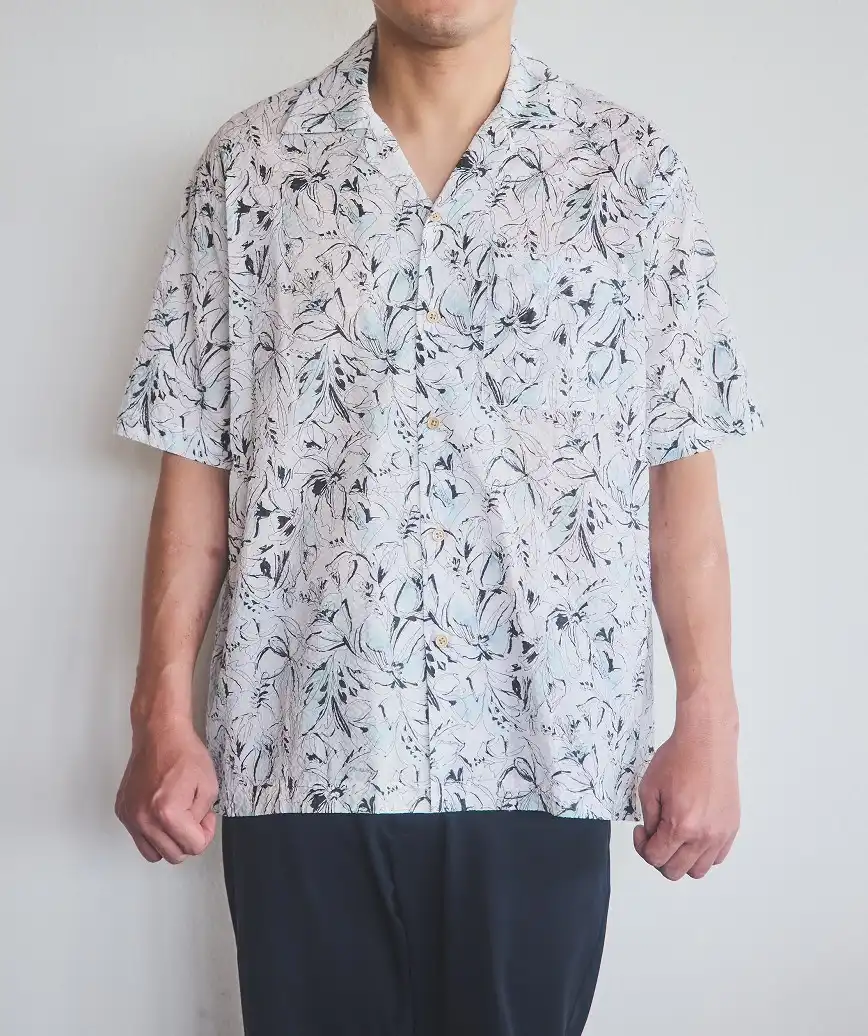 OGかりゆしナチュラルデザインシャツ-ホワイト-M-L