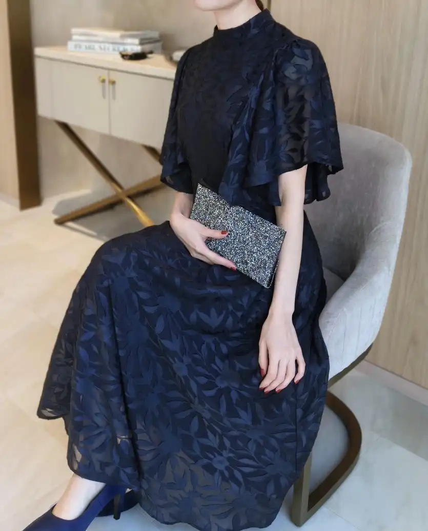 OGボタニカルシアーケープドレス-ネイビー-Mサイズ