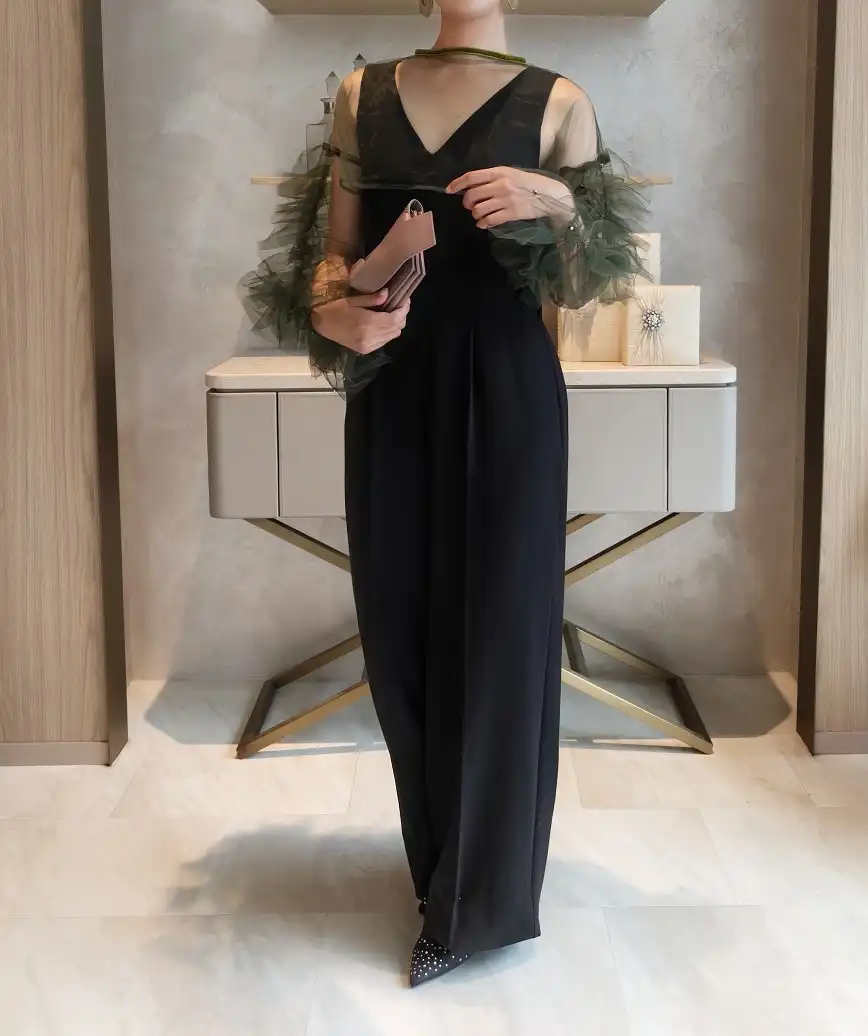 OGフルレングスパンツドレス-ブラック-M-Lサイズ