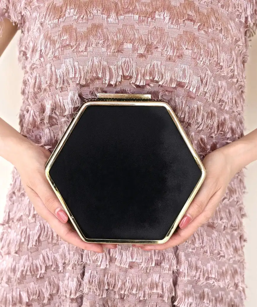 Hexagon Black Clutch bag