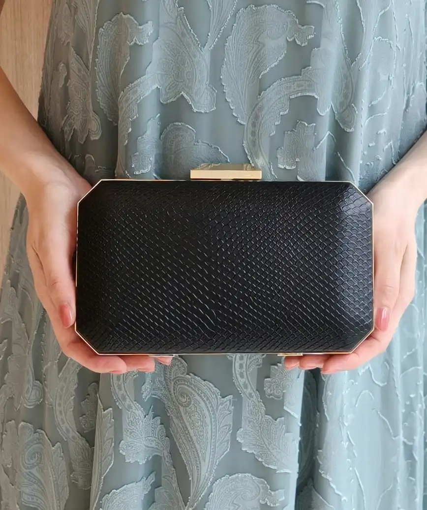 Leather Square Black Clutch bag