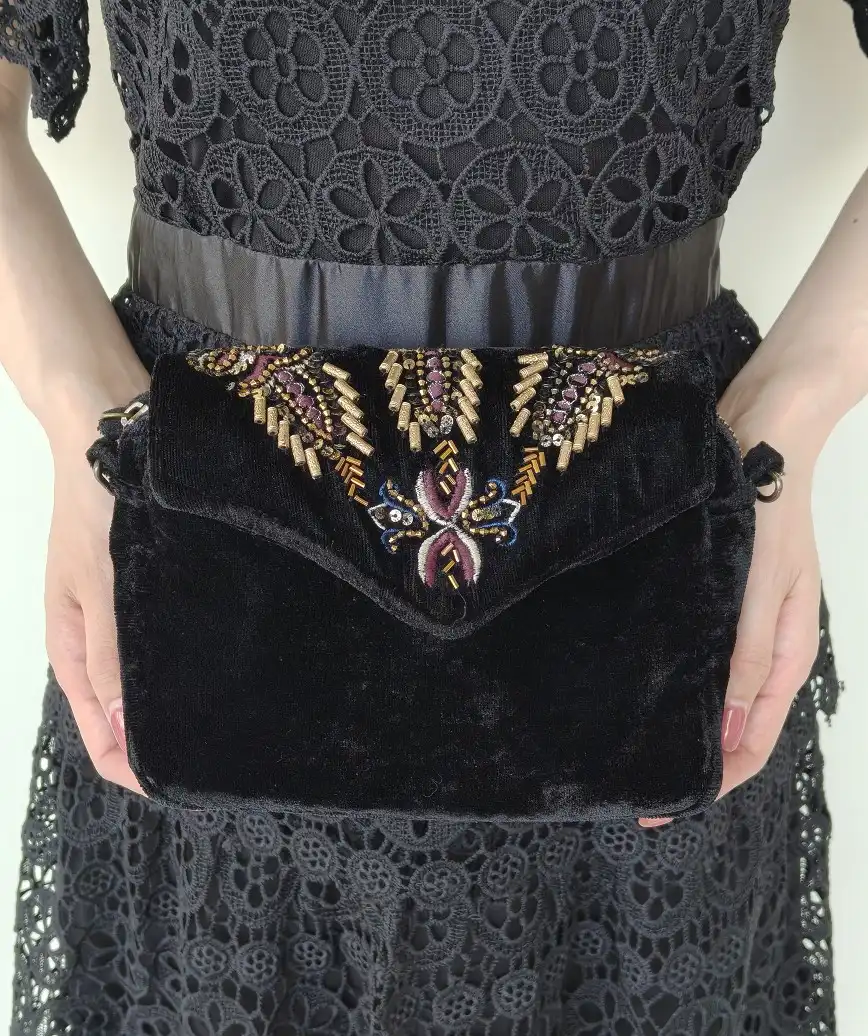 Velvet Black Clutch bag