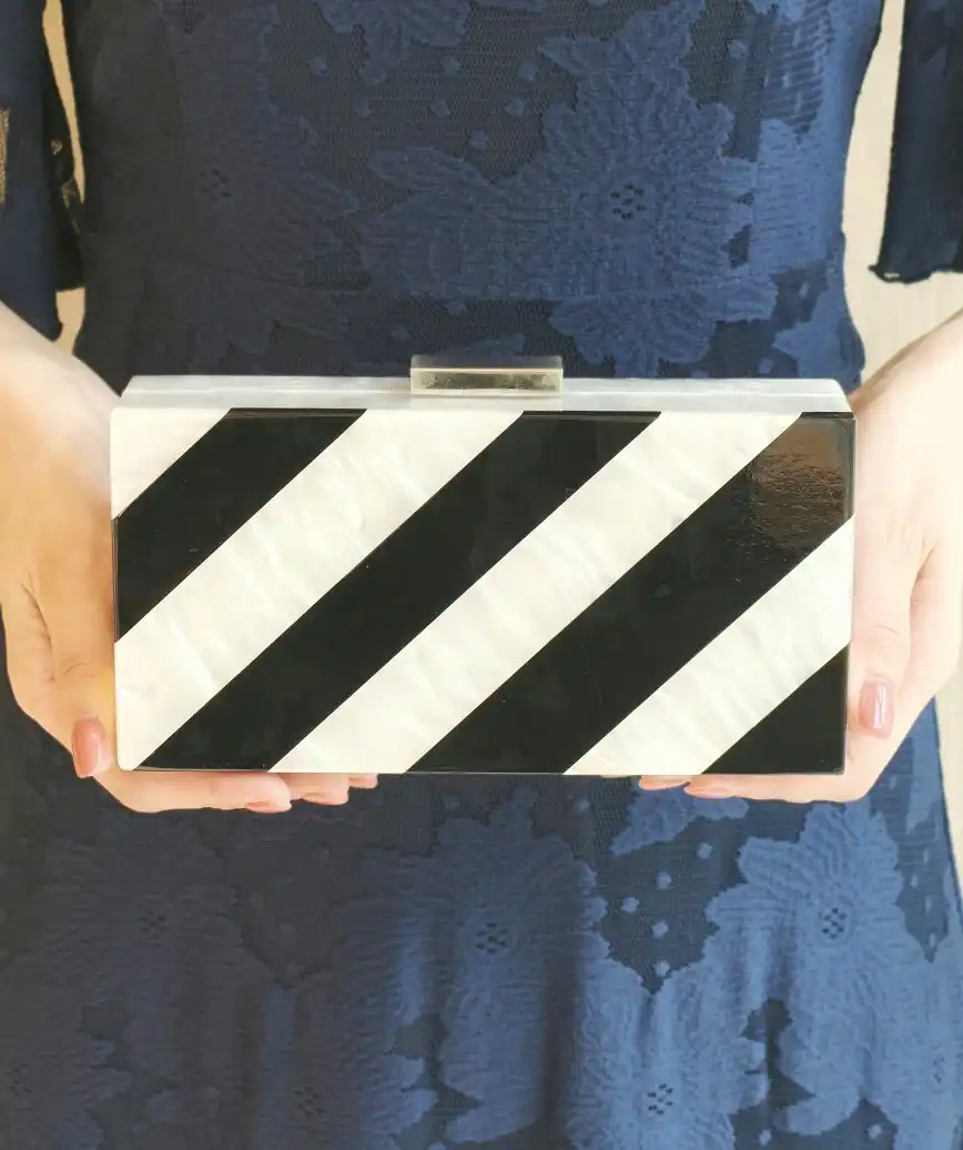 Diagonal Stripe Box Clutch bag