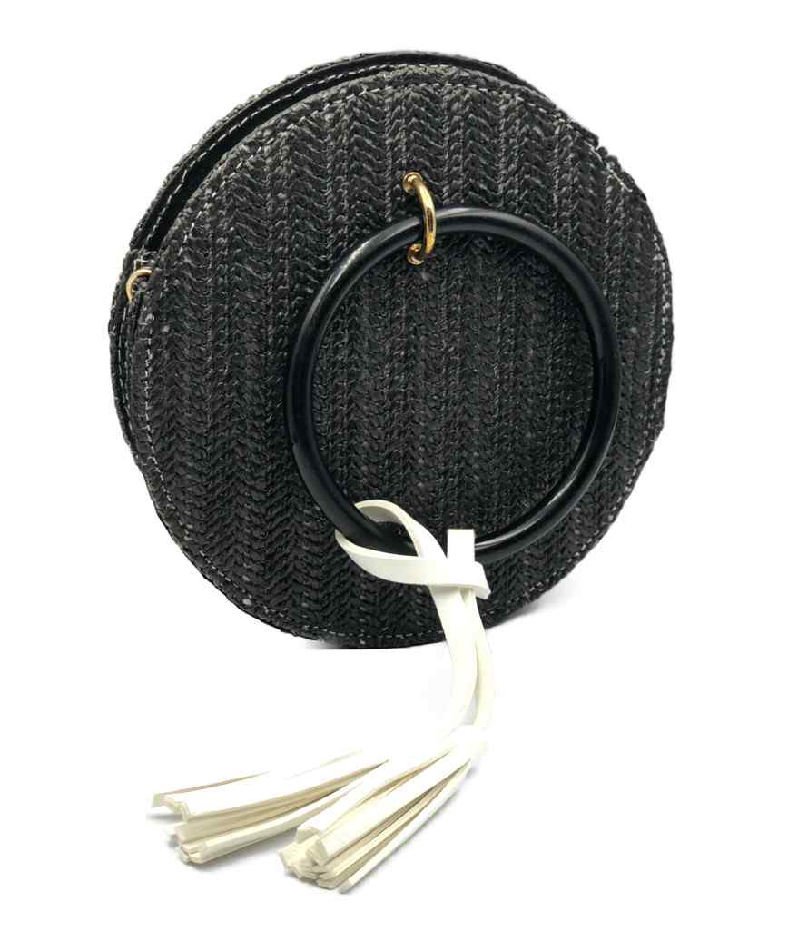 Round Straw Crossbody bag Black