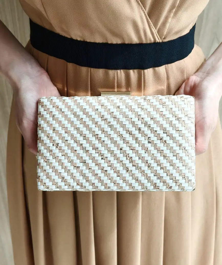 Cork Diagonal Stipe Clutch bag