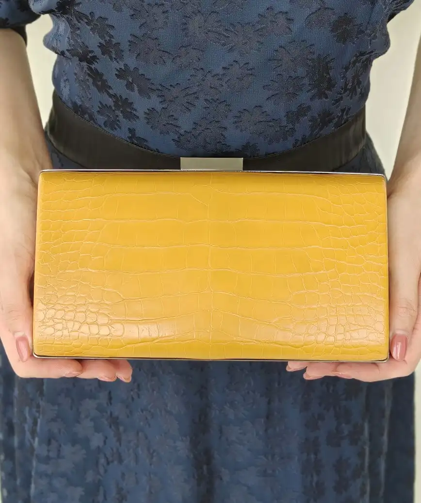 Yellow Leather Clutch bag