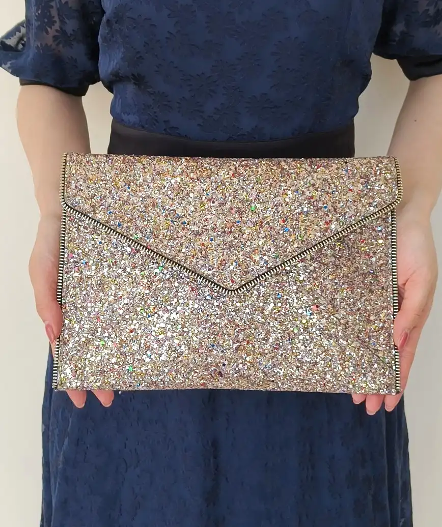 Pink Lame Later Clutch bag