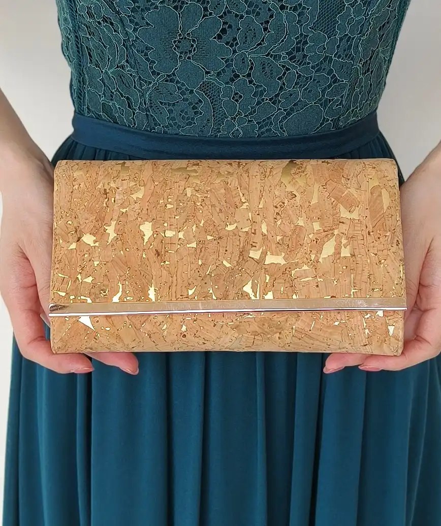 Cork Gold Letter Clutch bag