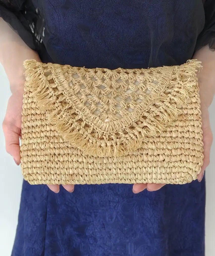 Beige Straw Clutch bag
