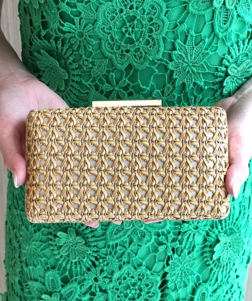 Leather Basket Clutch bag