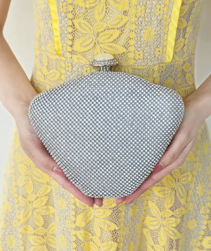 Crystal Silver Clutch bag