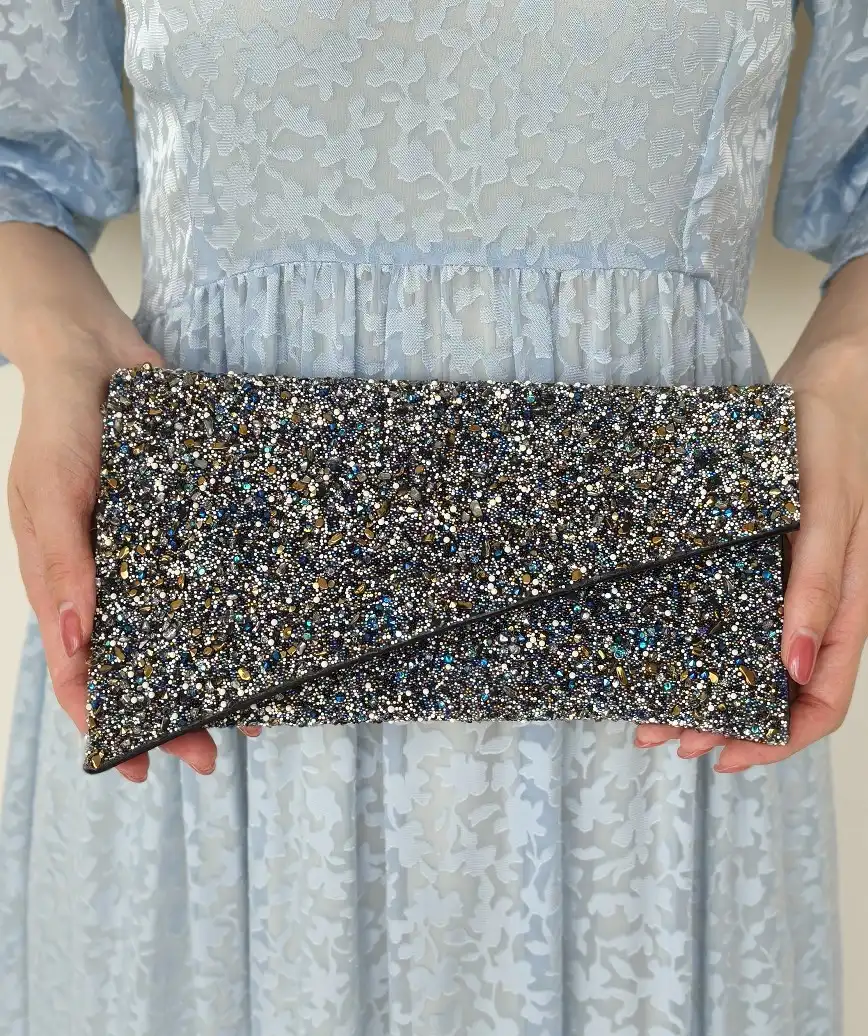 Asymmetry Lame Clutch bag