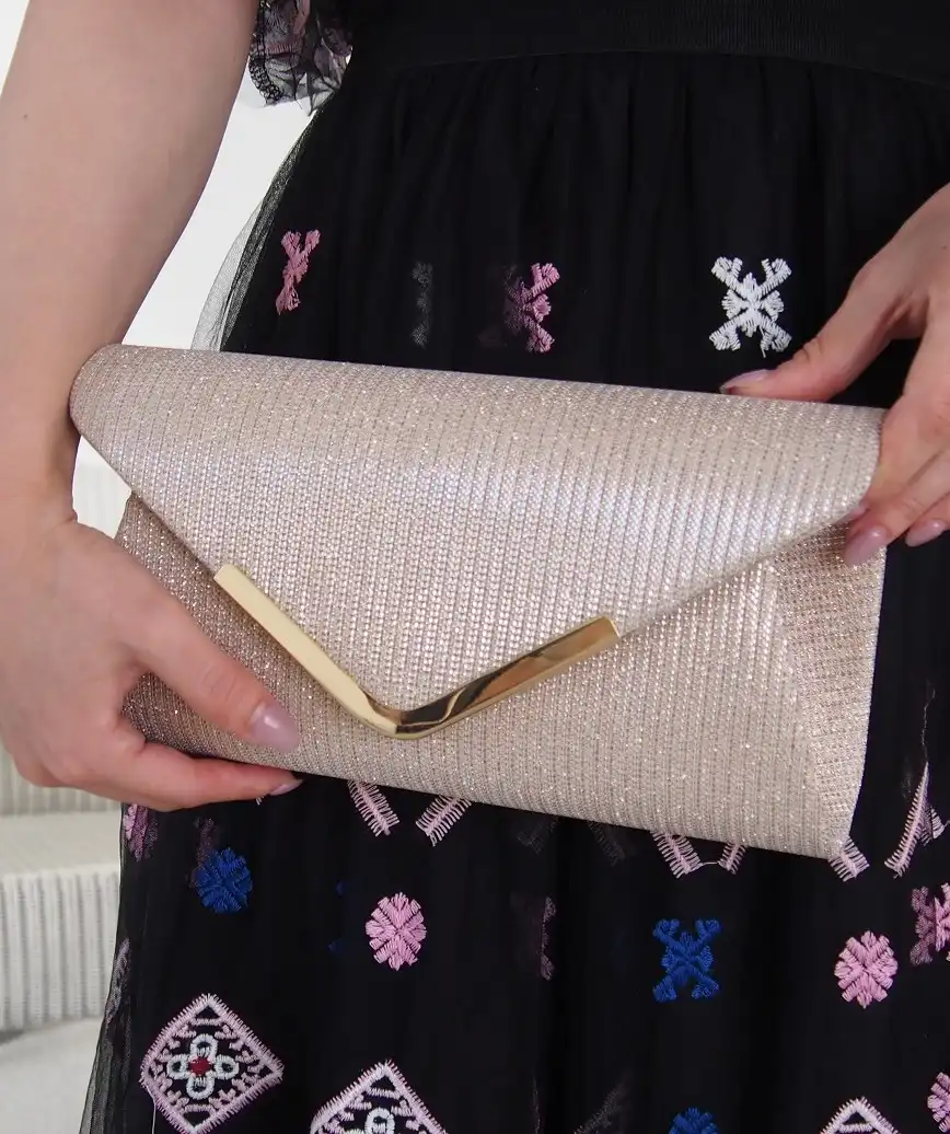 top satin circle cluth bag - pink gold