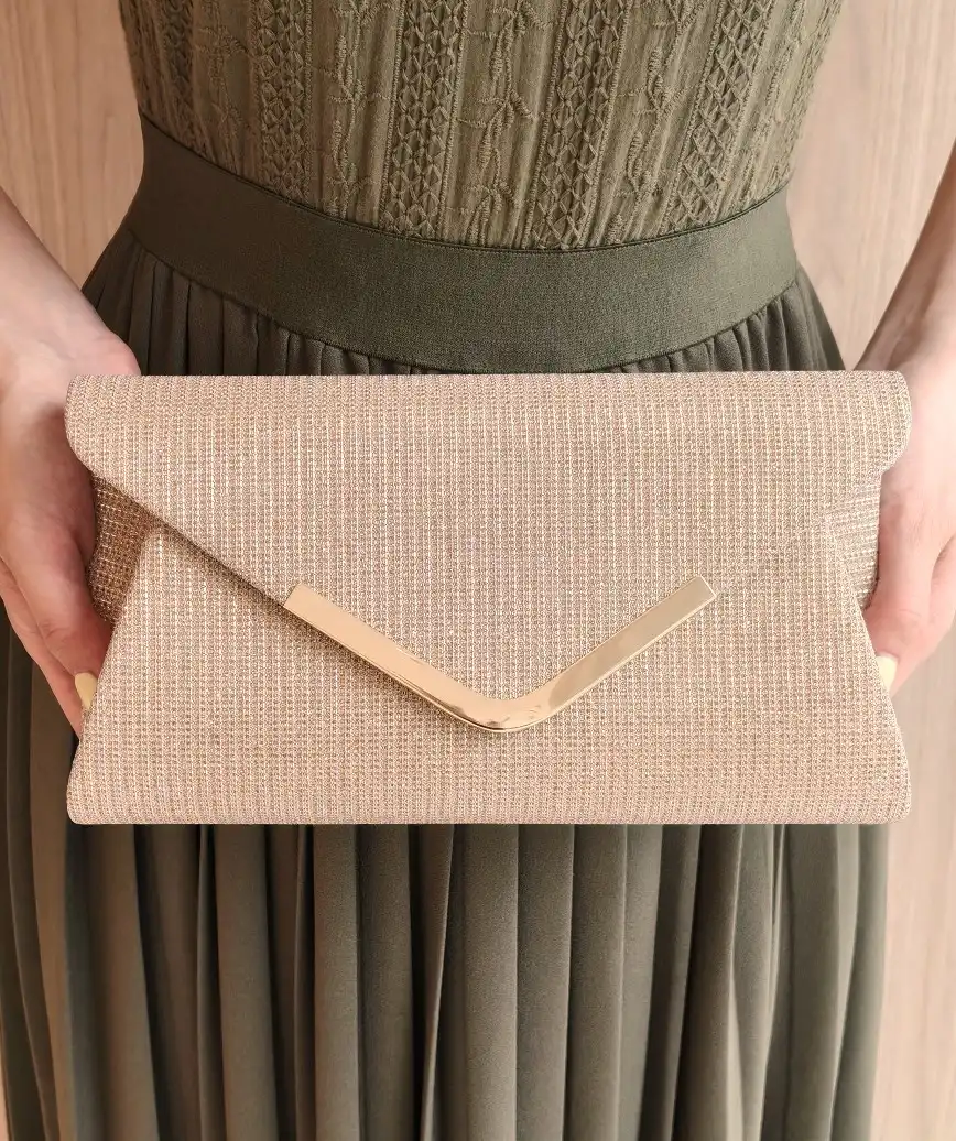 top satin circle cluth bag - pink gold