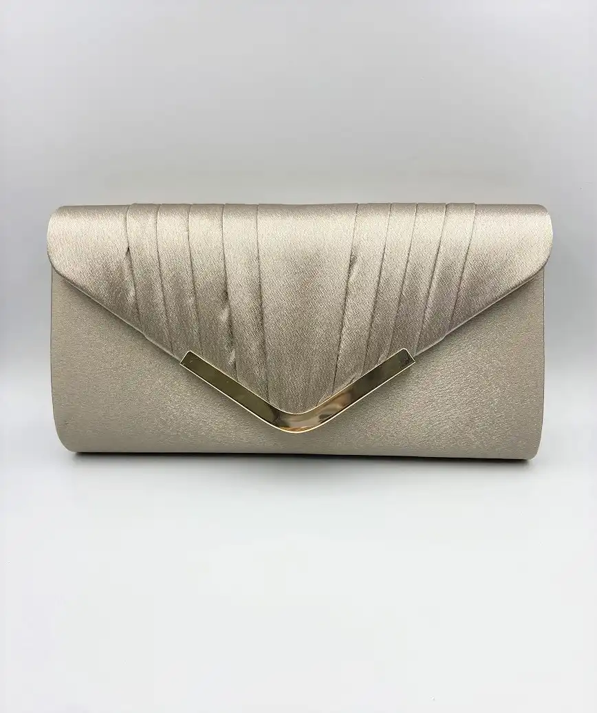 letter tack satin clutch bag - bronze