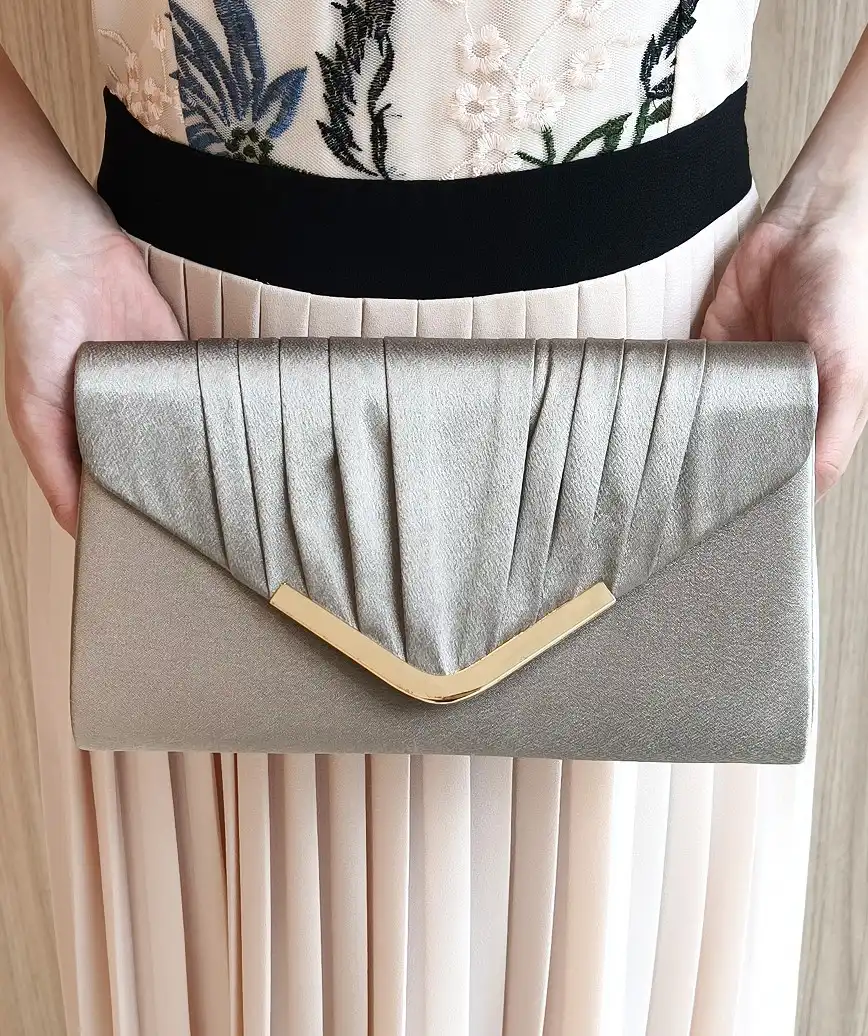 letter tack satin clutch bag - bronze
