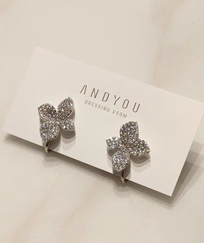 【TI ADORO jewelry】Silver Crystal Flower Earrings